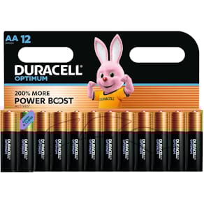 Batterij Duracell Optimum AA, blister van 12 stuks