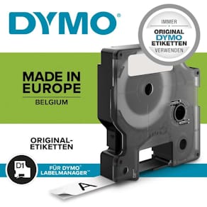 Labeltape DYMO D1 12 mm x 7 m, sort på blå, 1 stk
