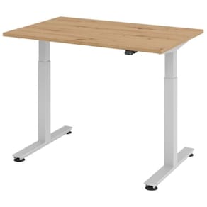 Schreibtisch HAMMERBACHER XMST12, 120x80 cm, Asteiche/Silber, höh