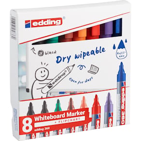 Whiteboardmarker edding 360, etui met 8 stuks, geassorteerde