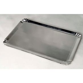 Kagepap firkantet 280x280 mm, sølv PE-belagt, 25 stk