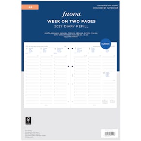 Dagbok A4 2027 Vecka Per Uppslag Flerspråkig Vit