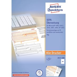 SEPA-Überweisungsformular Avery Zweckform 2817-200, A4, 200 Blatt