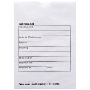 Läkemedelspåse med tryck 100/fp