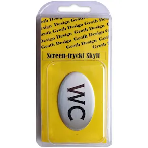 Skylt WC silver/svart 34x59mm