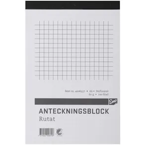 Perforerade Block A6, rutigt, 100bl
