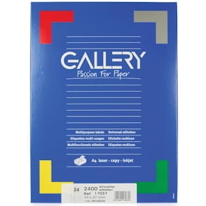 Etiketten Gallery, wit, 70 x 37 mm, rechte hoeken, 100 vel