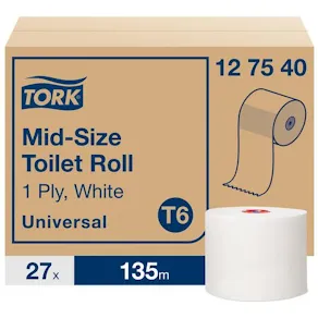 Toalettpapper Mid-Size T6, 1-lag, 27/FP