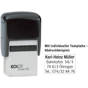 Stempelautomat COLOP Printer 52 mit Stempelplatte, konfigurierbar
