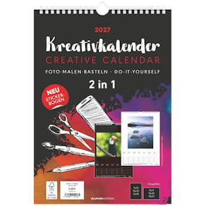 Bastelkalender Alpha 2026, schwarz/weiß, A4