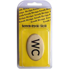 Skylt WC guld/svart 34x59mm