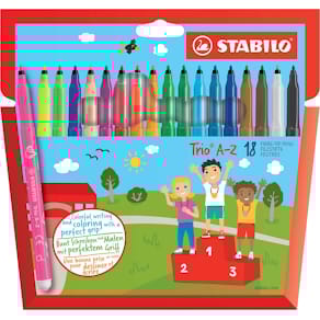 Viltstift STABILO Trio A-Z, etui van 18 stuks, geassorteerde
