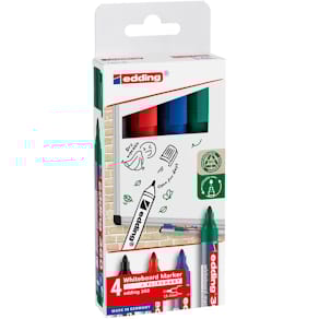 Whiteboardmarker Edding 360, geassorteerde kleuren, blister van 4