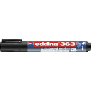 Whiteboardpenna EDDING 363 Svart, torksäker, sned, 10st