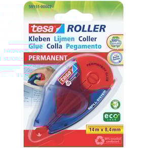 Kleberoller tesa ecoLogo Nachfüllroller, permanent, blau, 14 m x 