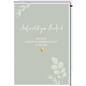 Trauerkarte, geprägt, schwarz/weiß, mit Umschlag