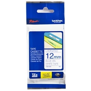 Märkband Brother TZe233, blå/vit, 12mm