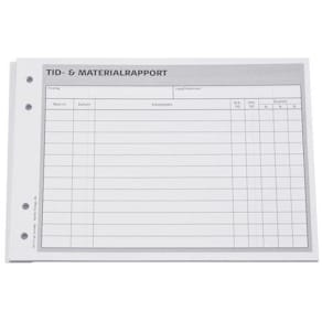 Tid-Materialrapport A5 Liggande utan kopia, 50 blad, 10st