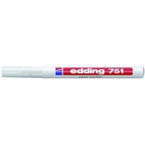 Lakmarker edding 751 hvid, 1–2 mm rund, pk 10