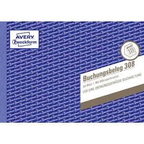 Buchungsbeleg Avery Zweckform 308, DIN A5 quer, 50 Blatt, weiß