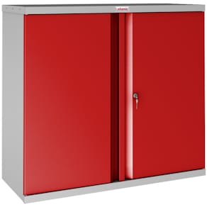Flügeltürenschrank PHÖNIX SAFE SCL0891GBK, 2 Fachböden, grau/rot
