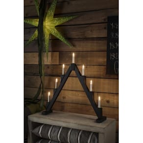 Elljusstake 7 ljus vikbar 56x56 trä svar