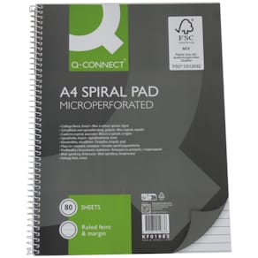 Collegeblock Q-Connect, 80 Blatt, A4, liniert, 70 g/m²