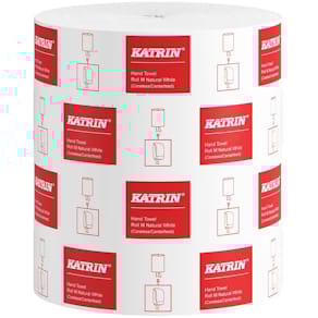 Aftørringsrulle Katrin M, 1-lags hvid, 205mmx300m, 6 rl