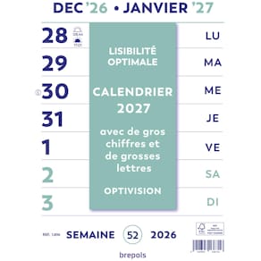 Wand-weekkalender Brepols Optivision, Franstalig, 2026