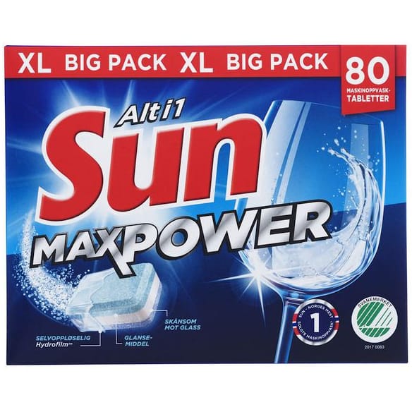 Maskinoppvask SUN MaxPower Alt i 1 (80)