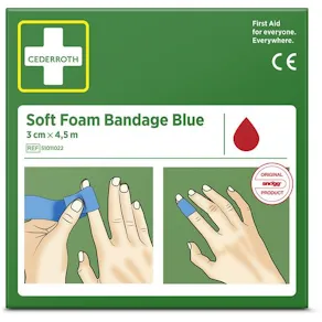 Plåster CEDERROTH SoftFoam 3cmx4,5m blå