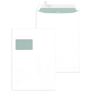 Versandtasche MAILMEDIA C4, mit Fenster, Haftklebung, 120g, weiß