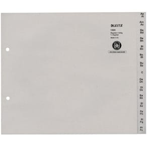 Registerserie Leitz A-Z, A4, Überbreite, grau, 4 Abläufe