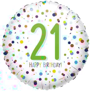 Folienballon AMSCAN Happy Birthday 21 Konfetti