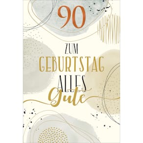 Geburtstagskarte Noname, Zahl 90, geprägt, inkl. Umschlag, bunt