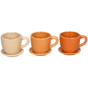 Pflanztasse Noname, creme/orange/rot, 3-fach sortiert, Dolomit