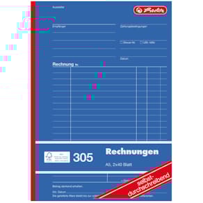 Rechnungsbuch Herlitz 305, A5, 2x40 Blatt, SD