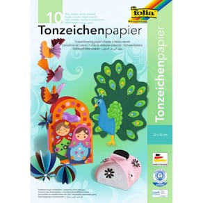 Tonpapier-Mappe Folia, 10 Farben, sortiert