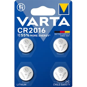 Knopfzellen-Batterie VARTA CR2016, 4 Stück, silber