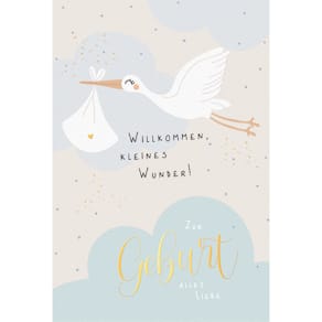 Grußkarte SKORPION Freudiges Ereignis, geprägt, blau