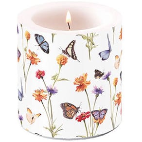 Kerze AMBIENTE Butterfly garden, Ø7,5 cm, 9 cm, bunt
