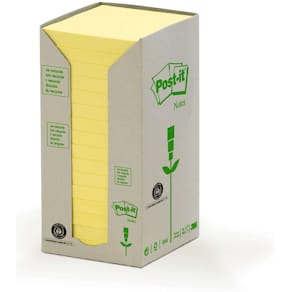 Notes POST-IT 100% recy 76x76 gul 16/fp
