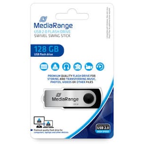 USB-Stick MediaRange USB 2.0, inkl. URA, silber/schwarz