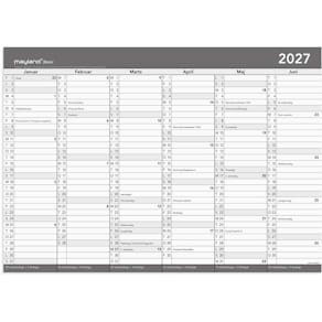 Vægkalender Mayland 2027, 417x796 mm, grå, FSC Mix