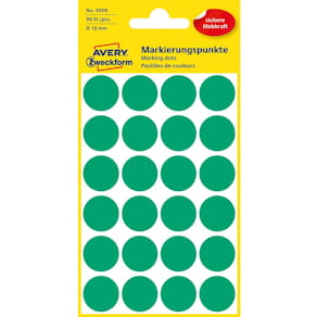 Färgkodningsprick AVERY Ø18mm grön 96/fp