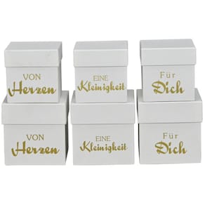 Geschenkkarton Weihnachten, 6 Stück, weiß-gold, sortiert