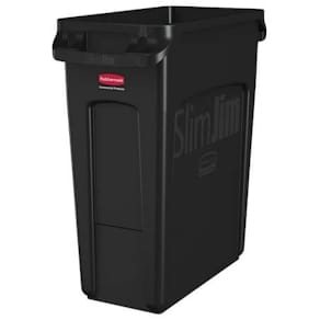 Abfalleimer Rubbermaid Slim Jim mit Lüftungskanälen, 60L, schwarz