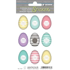 Schmucketikett HERMA Sticker DECOR Happy Ostern, buntes Eierset,