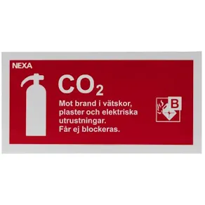 Skylt Koldioxidsläckare