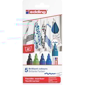 Textilmarker edding T-Shirtmarker Set, 5 Farben sortiert